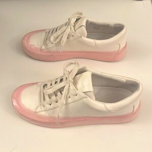 Vince gabi pink dipped leather white sneakers